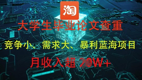 大学生毕业论文查重，暴利蓝海项目，月收入过1W+