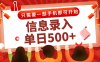 信息录入兼职2.0，几秒一单，打字+推广双模式，只需一部手机，随时随地…
