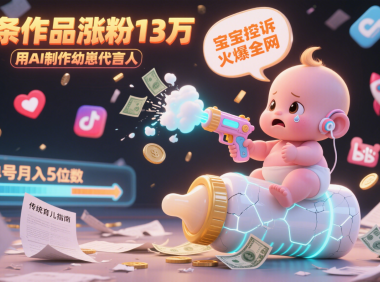 用AI制作幼崽代言人，宝宝的控诉火爆全网，15条作品涨粉13万，单号月入5位数实操教程
