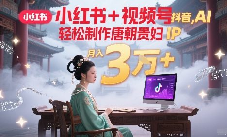 小红书+视频号+抖音,AI轻松制作唐朝贵妇IP,每天30分钟,轻松产出N条,月入3W+