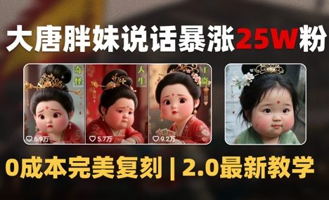 AI大唐胖贵妃说话2.0，40条视频暴涨40w粉，附独家变现攻略