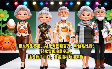 银发养生赛道,AI走秀圈粉百万,粉丝粘性高,轻松实现流量变现,适合新手小白,全套流程玩法解析