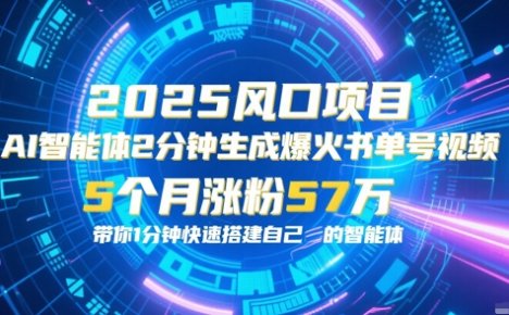 AI智能体2分钟一键生成爆火书单号原创视频,5个月涨粉57w,带你零代码1分钟搭建智能体