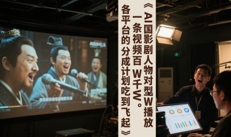 AI三国影视剧人物对口型唱歌玩法，一条视频百W千W播放，各平台的分成计划吃到飞起