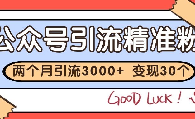 公众号精准粉引流玩法 2个月3000+精准粉 变现30万+