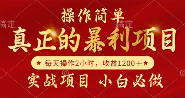 真正的暴利项目，操作简单，每天收益1200＋，自己做老板
