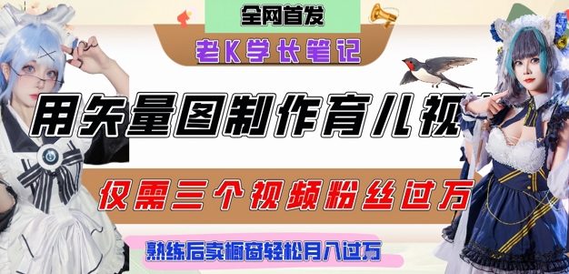 用矢量图制作育儿知识，条条爆款，每条点赞破万，实操仅需10分钟，卖育儿资料轻松月入过1W
