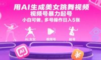 用AI生成美女跳舞视频，视频号暴力起号，小白可做，多号操作日入5张