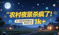 农村夜景杀疯了！AI一键生成治愈系慢生活，单日狂入1k+