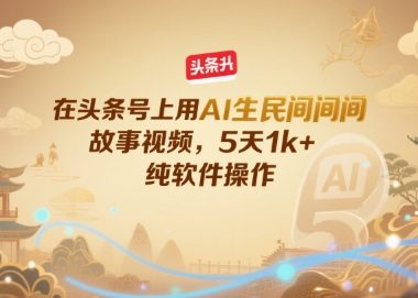在头条号上用AI生民间故事视频，5天1k+，纯软件操作