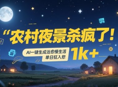 农村夜景杀疯了！AI一键生成治愈系慢生活，单日狂入1k+