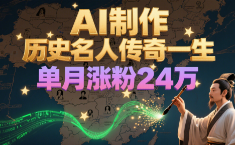 暴力起号!用AI制作历史名人传奇一生,单月涨粉24万,涨粉+变现赛道黑马来了