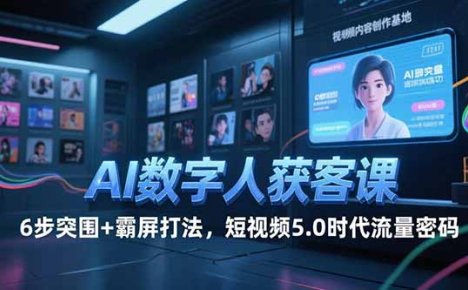 AI数字人获客课，6步突围+霸屏打法，短视频5.0时代流量密码