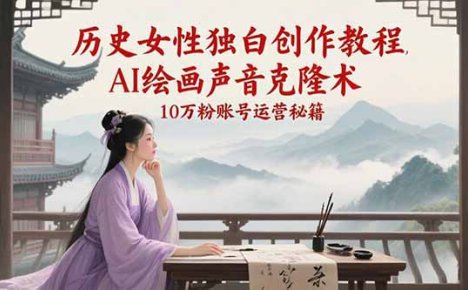历史女性独白创作教程,AI绘画声音克隆术,10万粉账号运营秘籍