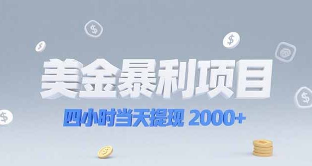美金暴利项目，四小时当天提现 2000+机会留给会选赛道的人