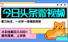 今日头条AI微视频玩法，最新前沿变现玩法拆解，零门槛，新手轻松日入5张