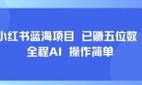 小红书蓝海项目，全程AI，操作简单，已挣五位数