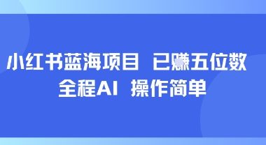 小红书蓝海项目，全程AI，操作简单，已挣五位数