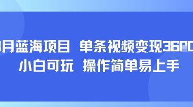 8月AI蓝海项目，单条视频变现1k+ 小白可玩 操作简单易上手