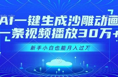 AI一键生成沙雕动画，一条视频播放30W+，零基础新手小白也能月入过1W+【揭秘】