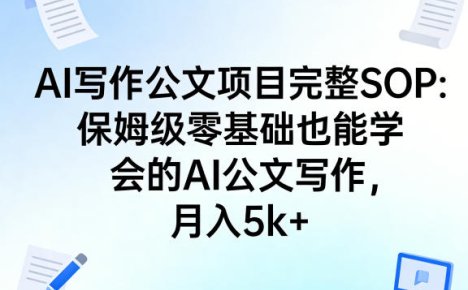 AI写作公文项目完整SOP，保姆级零基础也能学会的AI公文写作，月入5k+