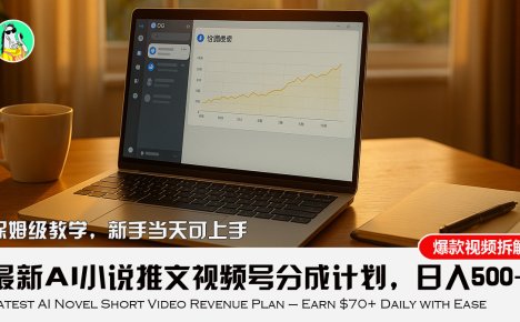 最新AI小说推文视频号分成计划，新手小白也能当天日入500+教程