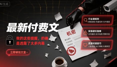 最新付费文:我的这些提醒,的确是透露了太多内幕