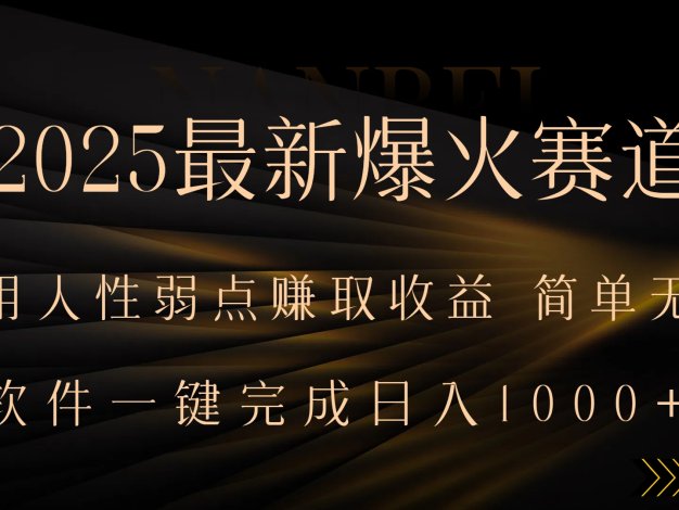 2025最新爆火赛道，利用人生弱点赚取收益，全程一键批量制作，小白轻松…