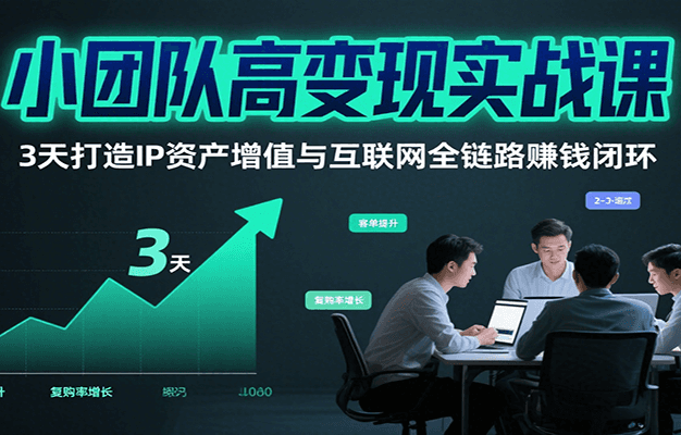 小团队高变现实战课，3天打造IP资产增值与互联网全链路赚钱闭环(第二期)