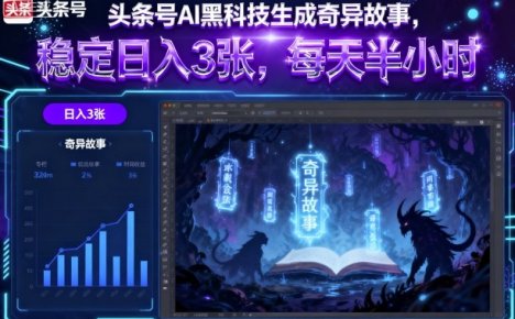 头条号AI黑科技生成奇异故事，稳定日入3张，每天半小时