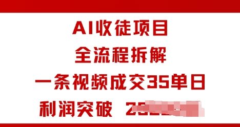 AI收徒项目全流程拆解一条视频成交35单日利润突破1k+