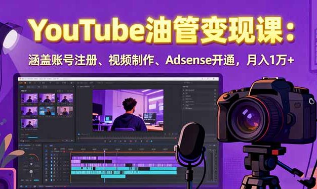 2025YouTube油管变现课：涵盖账号注册、视频制作、Adsense开通，月入1万+