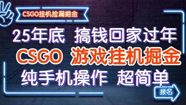 25年底搞钱回家过年，CSGO游戏掘金，纯手机操作超简单