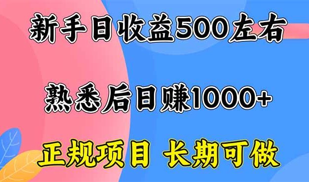 新手日收益500+ 正规项目 长期可做