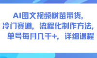 AI图文视频树苗带货，冷门赛道，流程化制作方法，单号每月几K，详细课程
