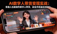 AI数字人带货变现实战：普通人也能制作数字人带货，副业月收益达8000+