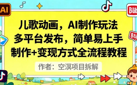 儿歌动画，AI制作玩法，多平台发布，简单易上手，制作+变现方式全流程教程