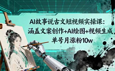 AI故事说古文短视频实操课:涵盖文案创作+AI绘图+视频生成,单号月涨粉10w