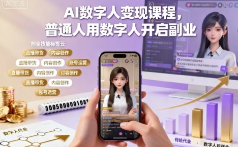AI数字人变现课程,普通人用数字人开启副业