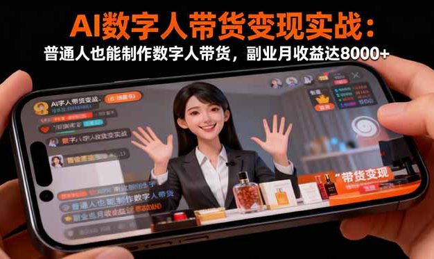 AI数字人带货变现实战：普通人也能制作数字人带货，副业月收益达8000+