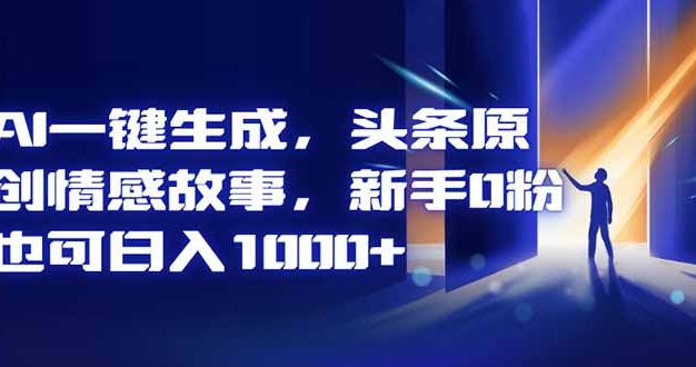 AI一键生成，头条原创情感故事，新手0粉也可日入1000+