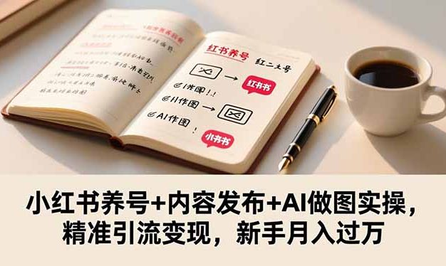 小红书养号+内容发布+AI做图实操，精准引流变现，新手月入过万