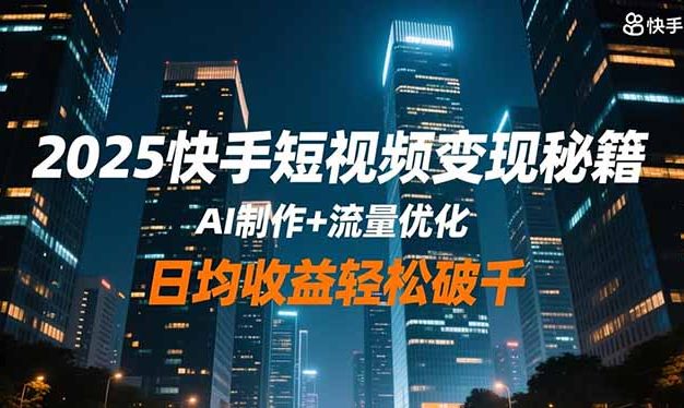 2025快手短视频变现秘籍，AI制作+流量优化，日均收益轻松破千