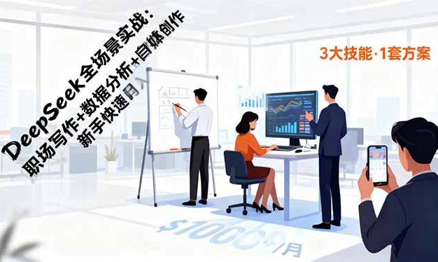 DeepSeek全场景实战：职场写作+数据分析+自媒体创作，新手快速月入过万