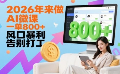 2026年来做AI微课，一单8张+，风口暴利，告别打工