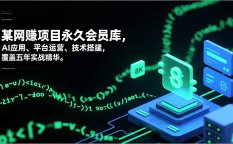 网赚项目永久会员库，AI应用、平台运营、技术搭建，覆盖五年实战精华