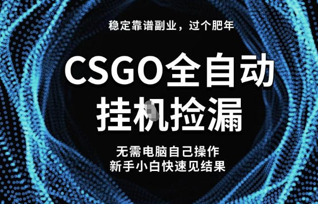 【稳定副业】全球最热门游戏CSGO全自动捡漏，最新玩法，新手小白日入5张+【揭秘】