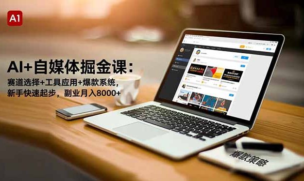 AI+自媒体掘金课：赛道选择+工具应用+爆款系统，新手快速起步，副业月入8000+