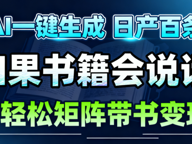 AI书籍会说话，轻松带书变现，月入3W+