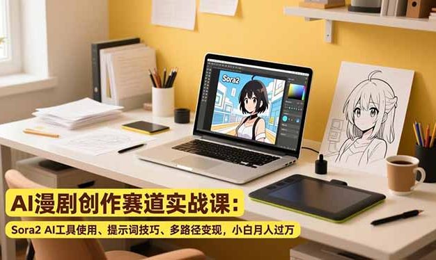 AI漫剧创作赛道实战课：Sora2 AI工具使用、提示词技巧、多路径变现，小白月入过万